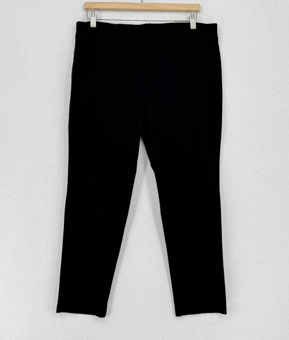 Eileen Fisher Petite Black Washable Stretch Crepe High Waist Pants Sz PL